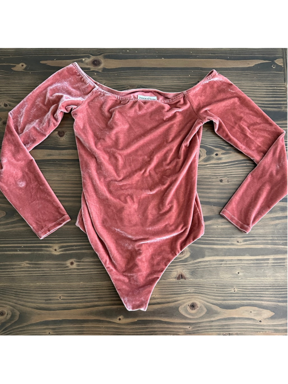 Women’s Privacy Please Pink Velvet Off-Shoulder Thong Bodysuit Size S NWOT